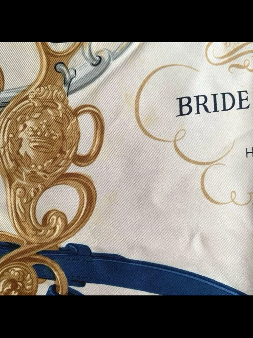 Hermes Blue White Gold Brides de Gala Silk Scarf